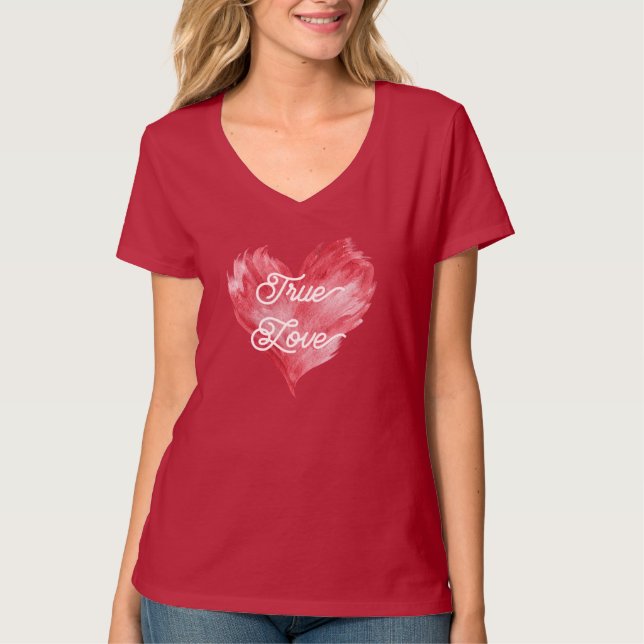 Roter Flammenherz Liebe T-Shirt (Vorderseite)