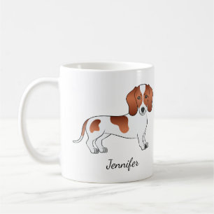Roter Fleck glatthaariger Cartoon-Dackel & Name Kaffeetasse