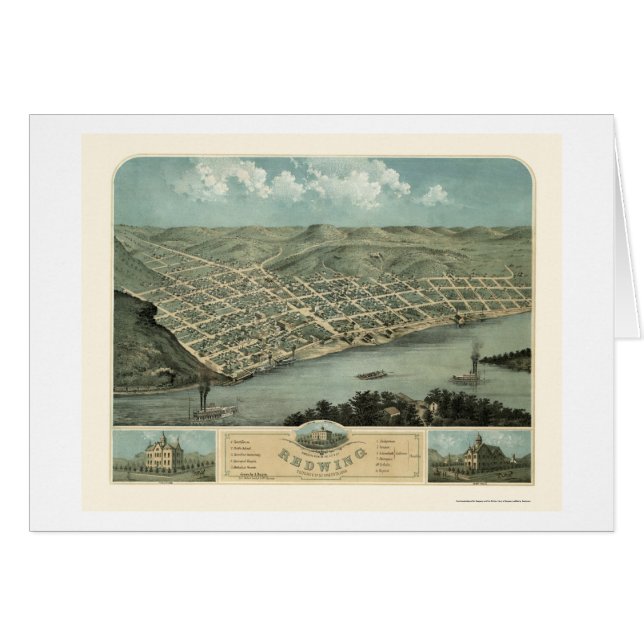 Roter Flügel, panoramische Karte Mangans - 1868 (Vorderseite (Horizontal))