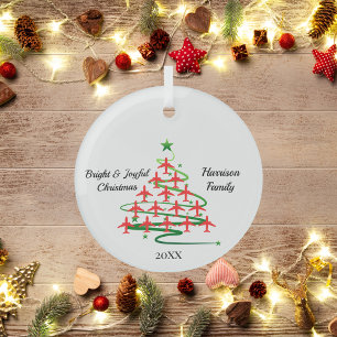 Roter Flugzeuge-Weihnachtsbaum, Luftfahrt, Einfach Ornament Aus Glas