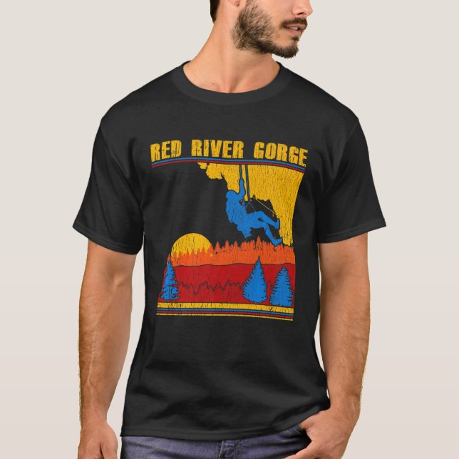 Roter Fluss Schlucht Retro Felsen Klettern T-Shirt (Vorderseite)