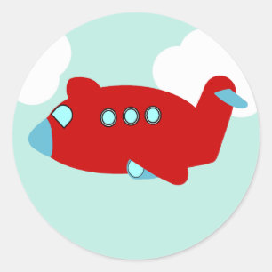 Roter Flying Airplane-Rundaufkleber Runder Aufkleber