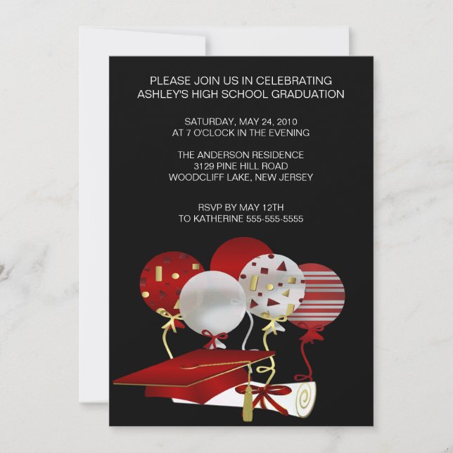 Roter Foto Abschluss Einladung (Vorderseite)