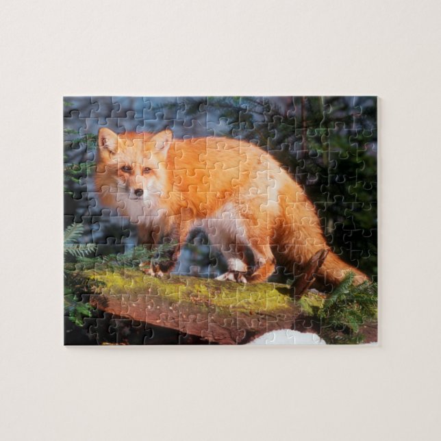 Roter Fox auf einem log Puzzle (Horizontal)
