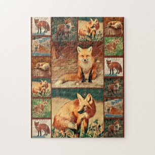 Roter Fox-Collage Puzzle