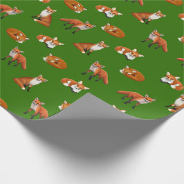 Roter Fox-Familien-Packpapier-Olive Geschenkpapier