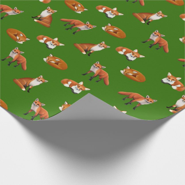 Roter Fox-Familien-Packpapier-Olive Geschenkpapier (Ecke)