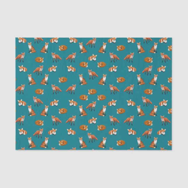 Roter Fox-Familien-Seidenpapier aquamarin Seidenpapier (Vorderseite)