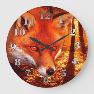 Roter Fox Große Wanduhr