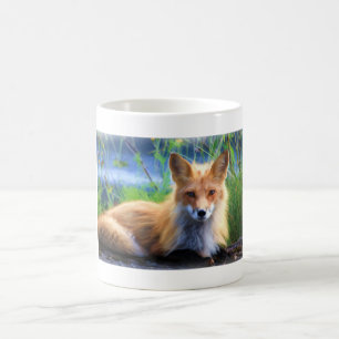 Roter Fox im Gras Landschaftliche Tierwelt Tasse