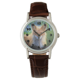 Roter Fox im Gras-Wildlife-Image Armbanduhr