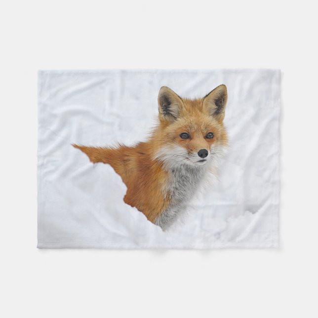 Roter Fox im Schnee Fleecedecke (Vorderseite (Horizontal))