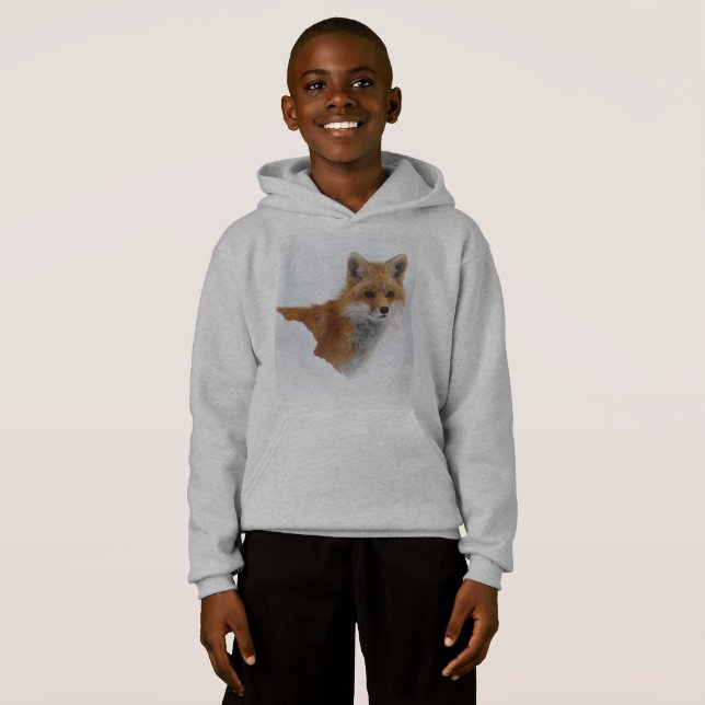 Roter Fox im Schnee Hoodie (Vorne ganz)