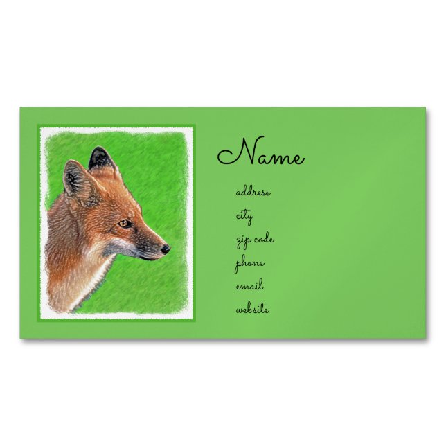 Roter Fox-Malerei - ursprüngliche Tier-Kunst Magnetische Visitenkarte (Vorderseite)