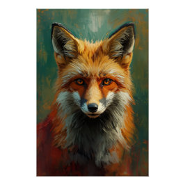 Roter Fox-Portrait - lebendige Ölmalerei Poster