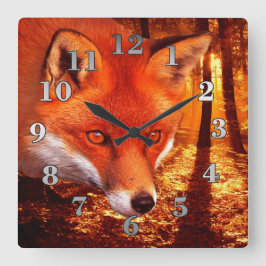 Roter Fox Quadratische Wanduhr