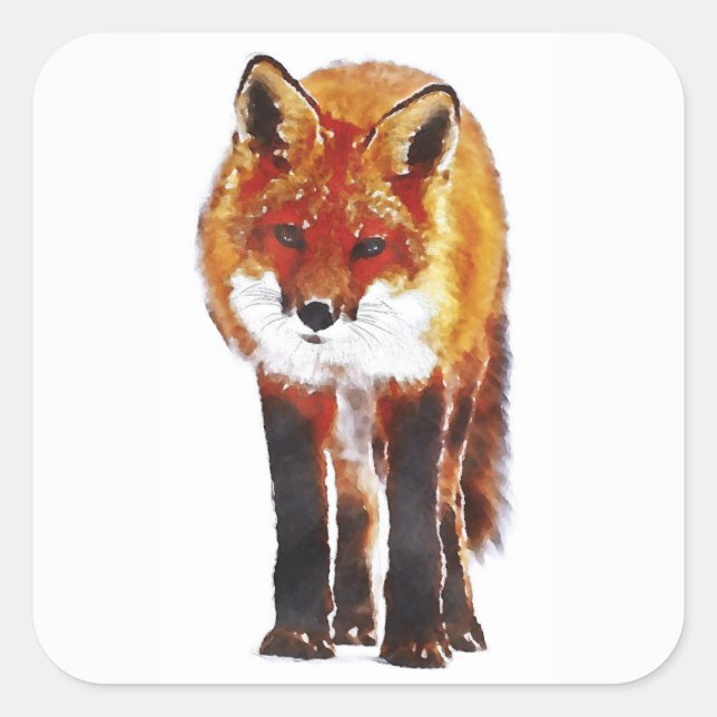 Roter Fox Quadratischer Aufkleber (Vorderseite)