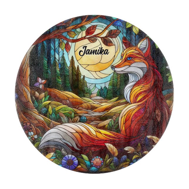 Roter Fox und Sonne und Wald Schneidebrett (Vorderseite)