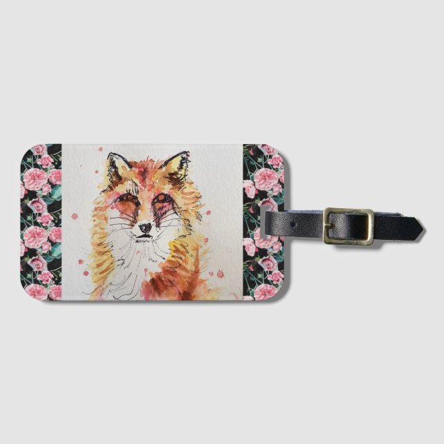 Roter Fox Wasserfarbene Lebensmittelgeschäft Gepäckanhänger (Vorderseite (Horizontal))