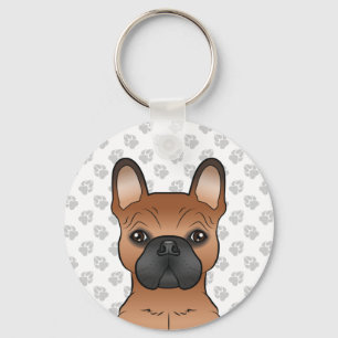 Roter Französische Bulldogge / Frenchie Cartoon-Hu Schlüsselanhänger