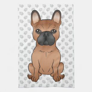 Roter Französischer Bulldogge / Frenchie Cartoon-H Geschirrtuch