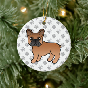 Roter Französischer Bulldogge Süßer Cartoon-Hund Keramik Ornament
