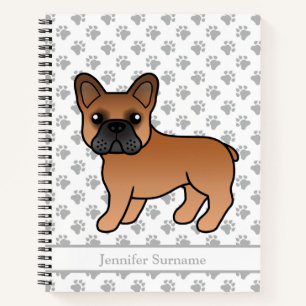 Roter französischer Bulldoggen-Cartoon-Hund & Benu Notizbuch