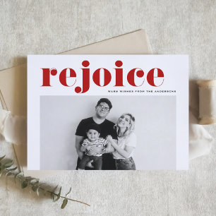 Roter Freude kühne Typografie Modernes Foto Weihna Feiertagskarte