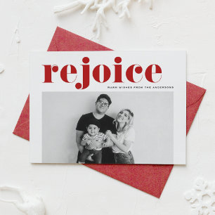 Roter Freude kühne Typografie Modernes Foto Weihna Feiertagskarte