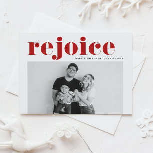 Roter Freude kühne Typografie Modernes Foto Weihna Feiertagspostkarte