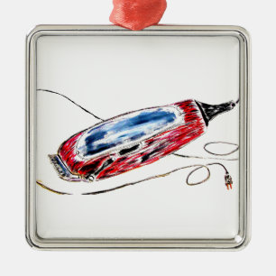 Roter Friseur Clippers Ornament Aus Metall