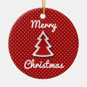 Roter Frohe Weihnachten Baum Kreis Anhänger Keramikornament