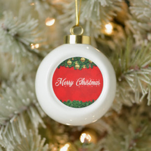 Roter Frohe Weihnachten Keramik-Kugelschmuck Keramik Kugel-Ornament
