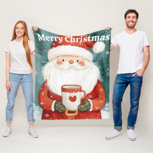 Roter fröhlicher Weihnachten Santa Claus Pat Fleecedecke