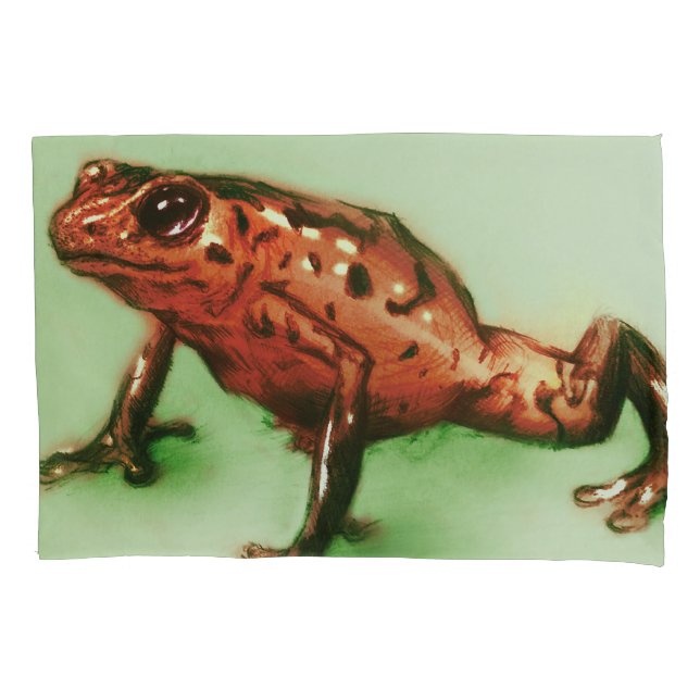 Roter Frosch, wildes Tier-realistische Skizze im Kissenbezug (Vorderseite)
