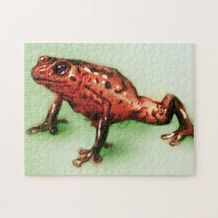 Roter Frosch, Wildtierskizze in Grün und Rot Puzzle