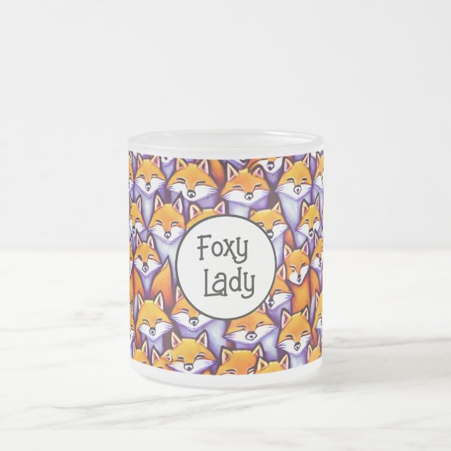 Roter Fuchs Cartoon lustige Foxy Lady Spaß doodle  Mattglastasse (Mittel)