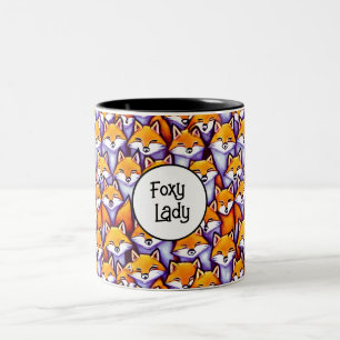 Roter Fuchs Cartoon Wald lustige Foxy Lady Spaß Zweifarbige Tasse