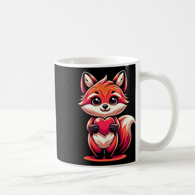 Roter Fuchs hält Herz Valentinstag Cute Valenti Kaffeetasse (Rechts)