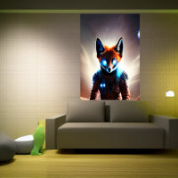 Roter Fuchs im Weltraum | AI Art Poster
