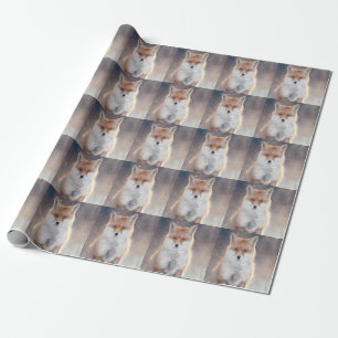Roter Fuchs, Winterwald, landschaftliche Illustrat Geschenkpapier