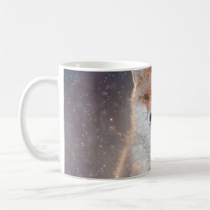 Roter Fuchs, Winterwald, landschaftliche Illustrat Kaffeetasse