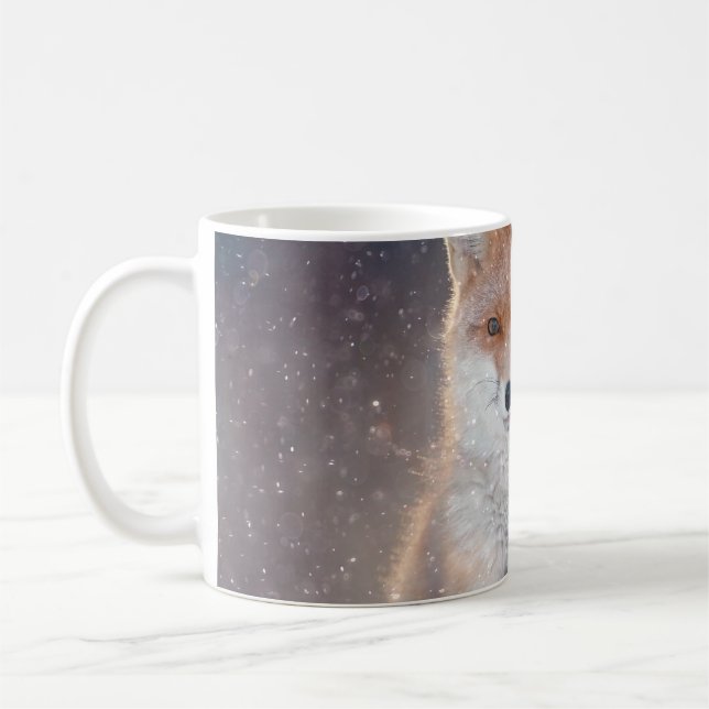 Roter Fuchs, Winterwald, landschaftliche Illustrat Kaffeetasse (Links)