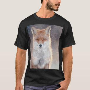 Roter Fuchs, Winterwald, landschaftliche Illustrat T-Shirt