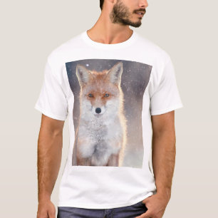 Roter Fuchs, Winterwald, landschaftliche Illustrat T-Shirt