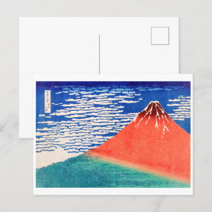 Roter Fuji Hokusai Postkarte