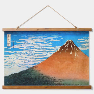 Roter Fuji, Hokusai, Ukiyo-e Wandteppich Mit Holzrahmen