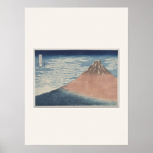 Roter Fuji von Hokusai - Japanisches Holzschnittpo Poster