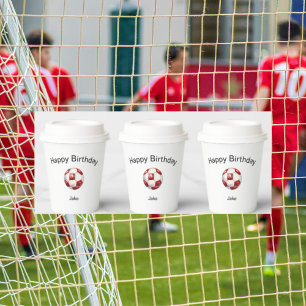 Roter Fußball benutzerdefinierte Geburtstagsfeier Pappbecher