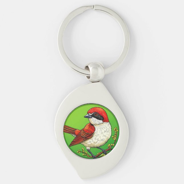 Roter Garnelenvogel Schlüsselanhänger (Vorderseite)
